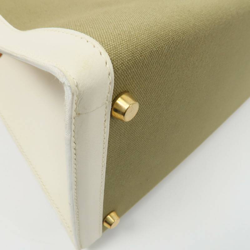 HERMES Toile H帆布Kelly 35手挽肩背兩用袋-13