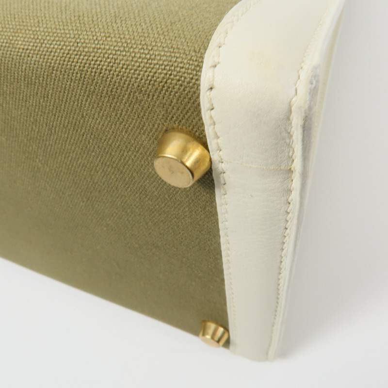 HERMES Toile H帆布Kelly 35手挽肩背兩用袋-14