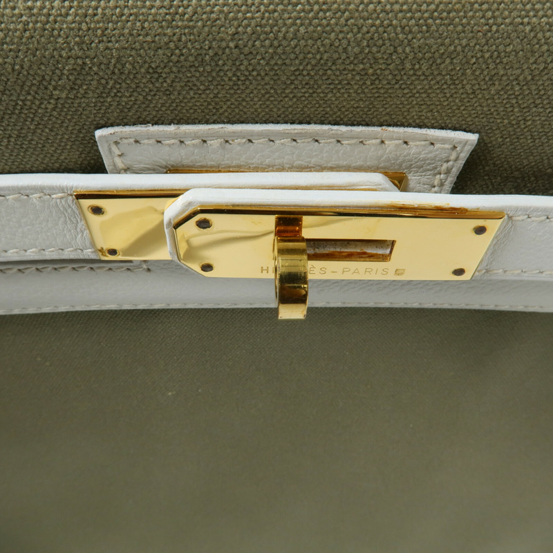 HERMES Toile H帆布Kelly 35手挽肩背兩用袋-16