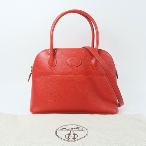 HERMES Epsom皮革Bolide 27手挽肩背兩用袋Rouge