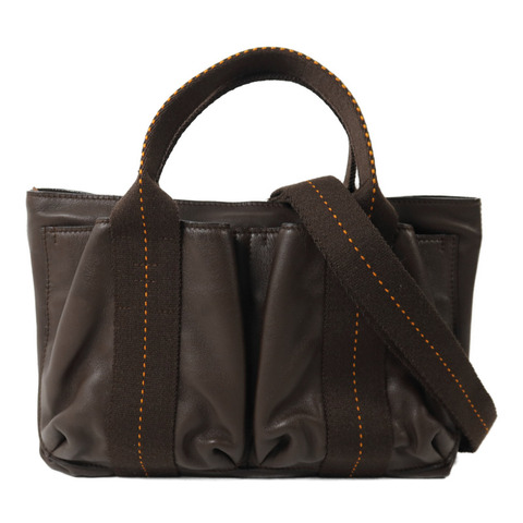 HERMES Derma皮革Caravan Horizontal PM手挽肩背兩用袋Brown