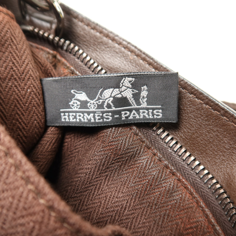 HERMES Derma皮革Caravan Horizontal PM手挽肩背兩用袋Brown-6