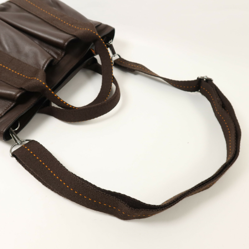 HERMES Derma皮革Caravan Horizontal PM手挽肩背兩用袋Brown-8