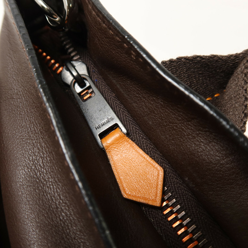HERMES Derma皮革Caravan Horizontal PM手挽肩背兩用袋Brown-9