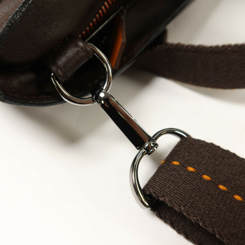 HERMES Derma皮革Caravan Horizontal PM手挽肩背兩用袋Brown-10