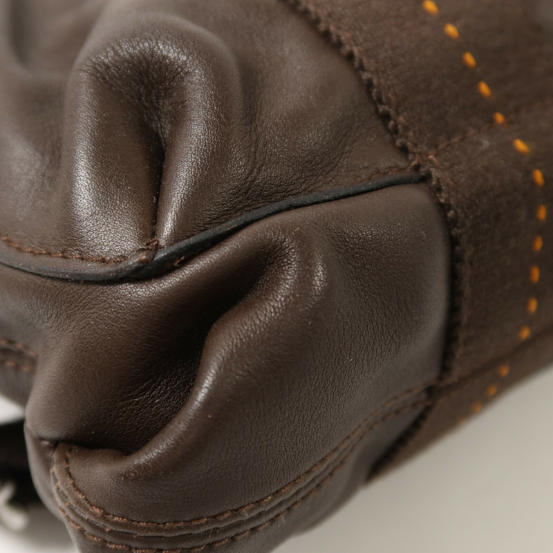 HERMES Derma皮革Caravan Horizontal PM手挽肩背兩用袋Brown-11