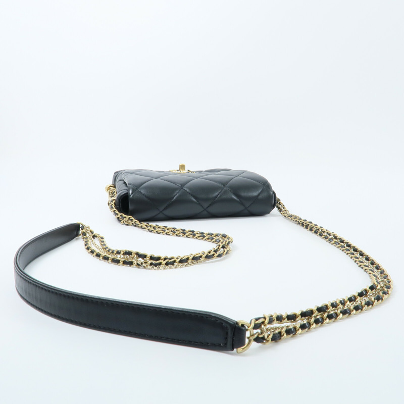 CHANEL 羊皮皮革Chain Shoulder鏈帶肩背袋-8