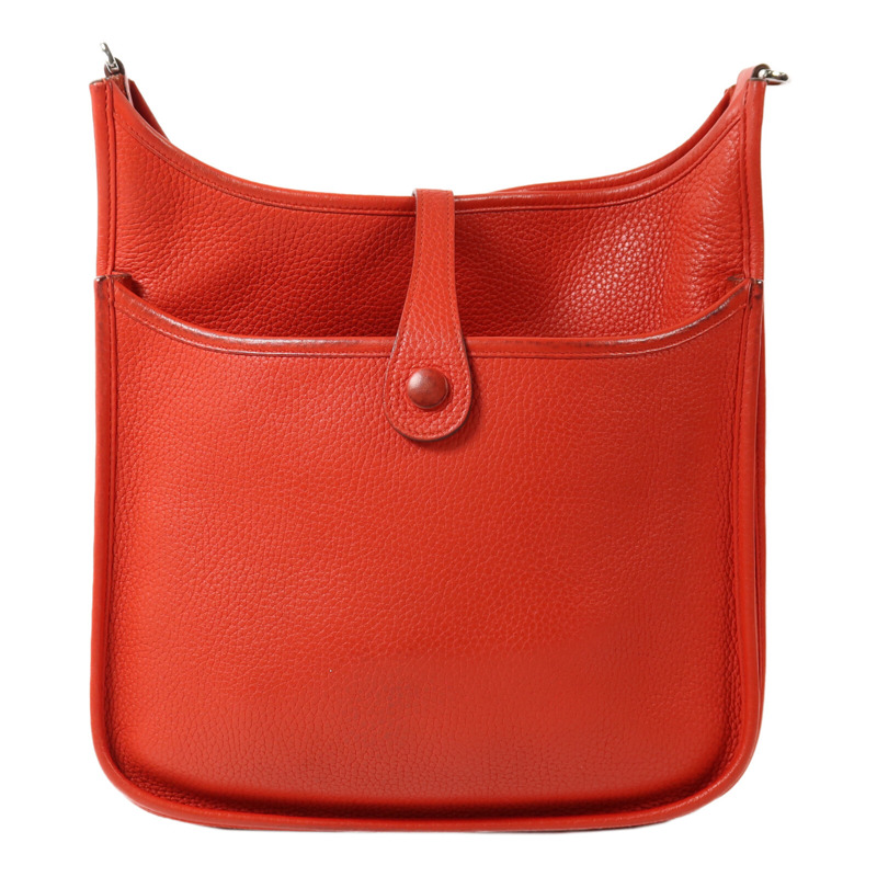 HERMES Clemence皮革Evelyne PM肩背袋Rouge Tomate-1