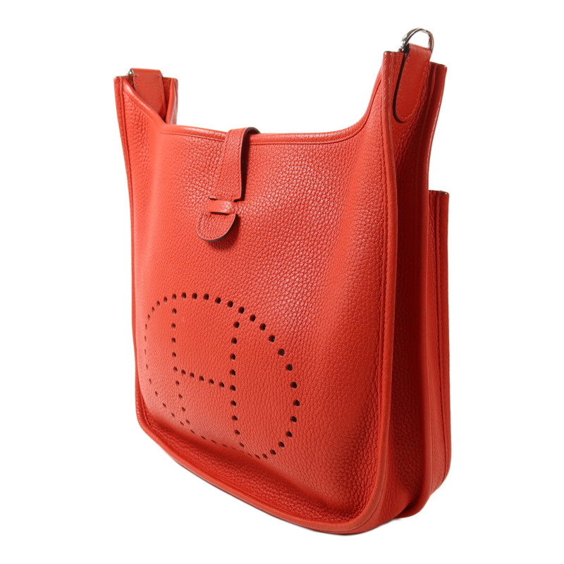 HERMES Clemence皮革Evelyne PM肩背袋Rouge Tomate-2
