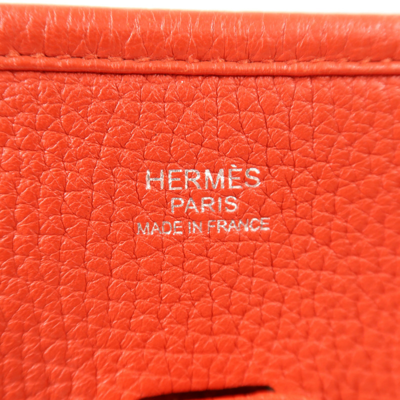 HERMES Clemence皮革Evelyne PM肩背袋Rouge Tomate-6