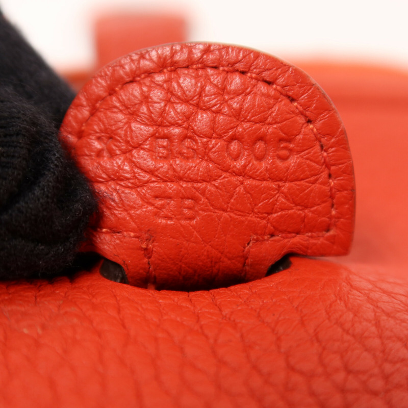HERMES Clemence皮革Evelyne PM肩背袋Rouge Tomate-7