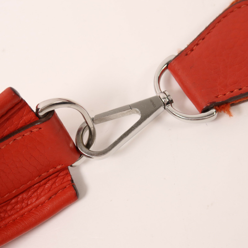 HERMES Clemence皮革Evelyne PM肩背袋Rouge Tomate-10