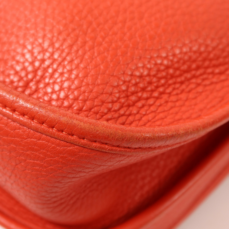 HERMES Clemence皮革Evelyne PM肩背袋Rouge Tomate-12