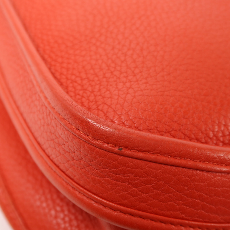 HERMES Clemence皮革Evelyne PM肩背袋Rouge Tomate-13