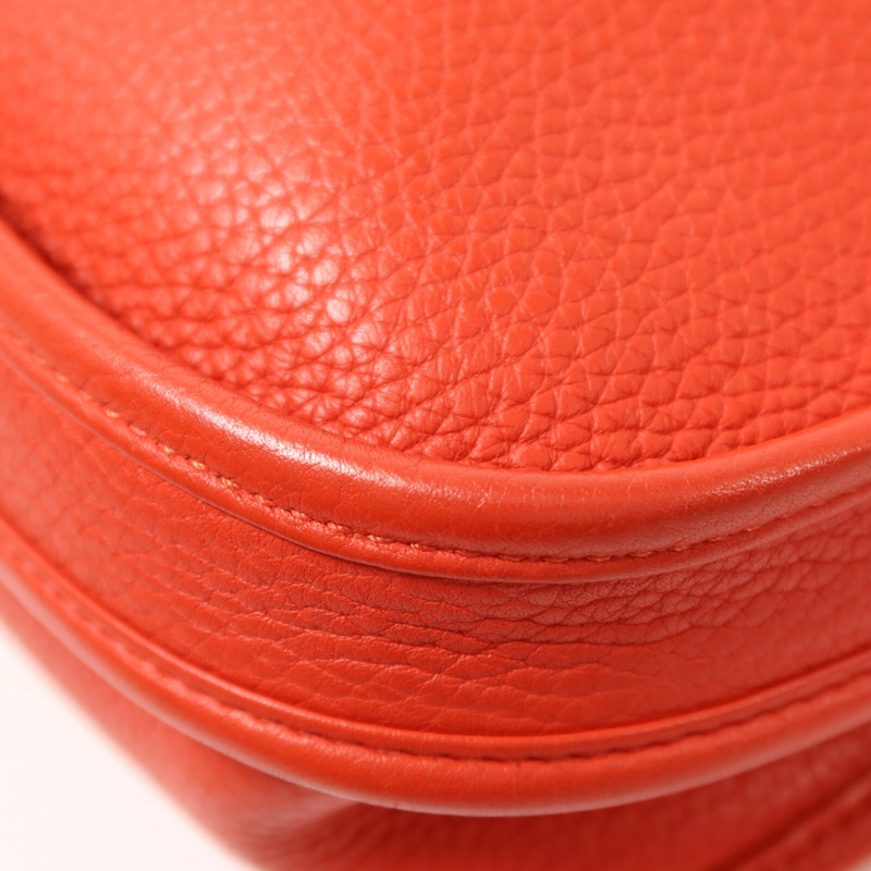 HERMES Clemence皮革Evelyne PM肩背袋Rouge Tomate-14