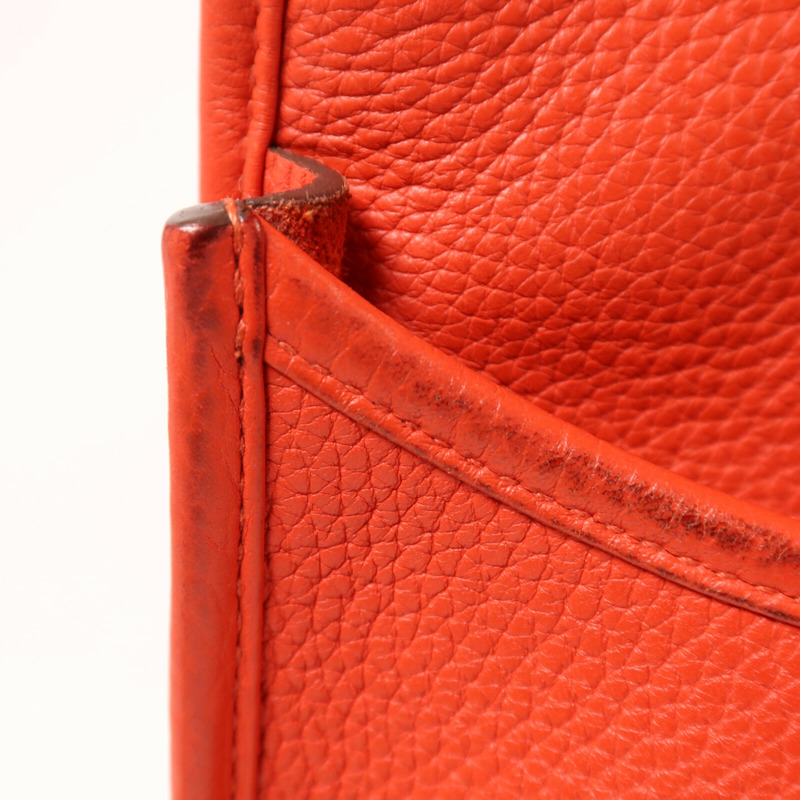 HERMES Clemence皮革Evelyne PM肩背袋Rouge Tomate-16