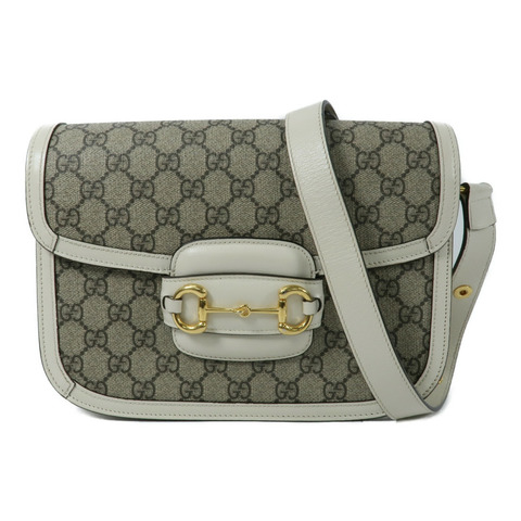 GUCCI 塗層帆布Horsebit 1955 Medium Shoulder Bag肩背袋