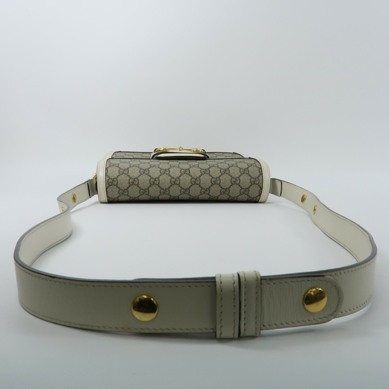 GUCCI 塗層帆布Horsebit 1955 Medium Shoulder Bag肩背袋-9