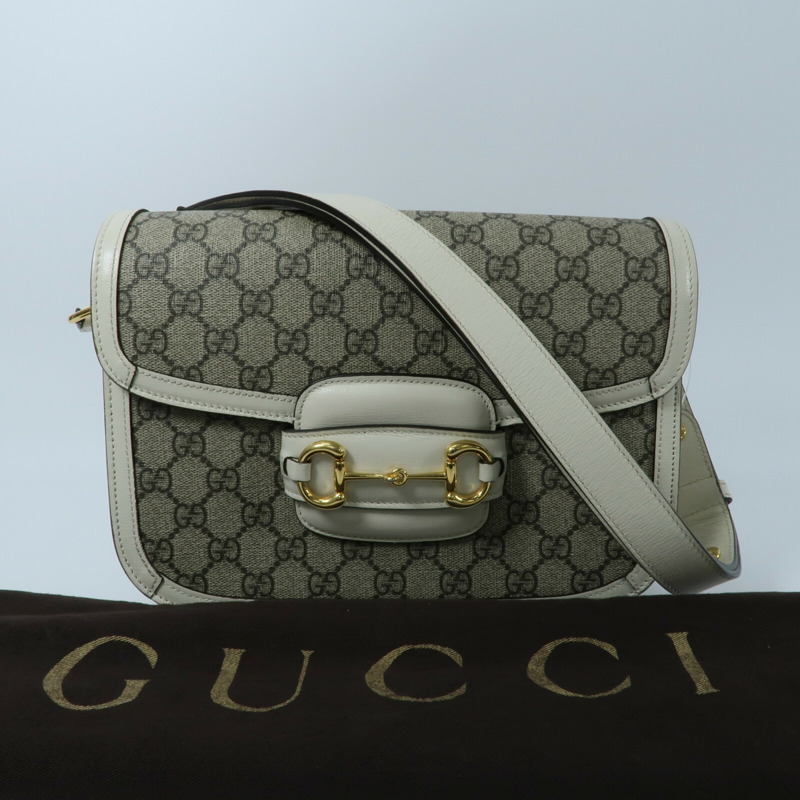 GUCCI 塗層帆布Horsebit 1955 Medium Shoulder Bag肩背袋-10