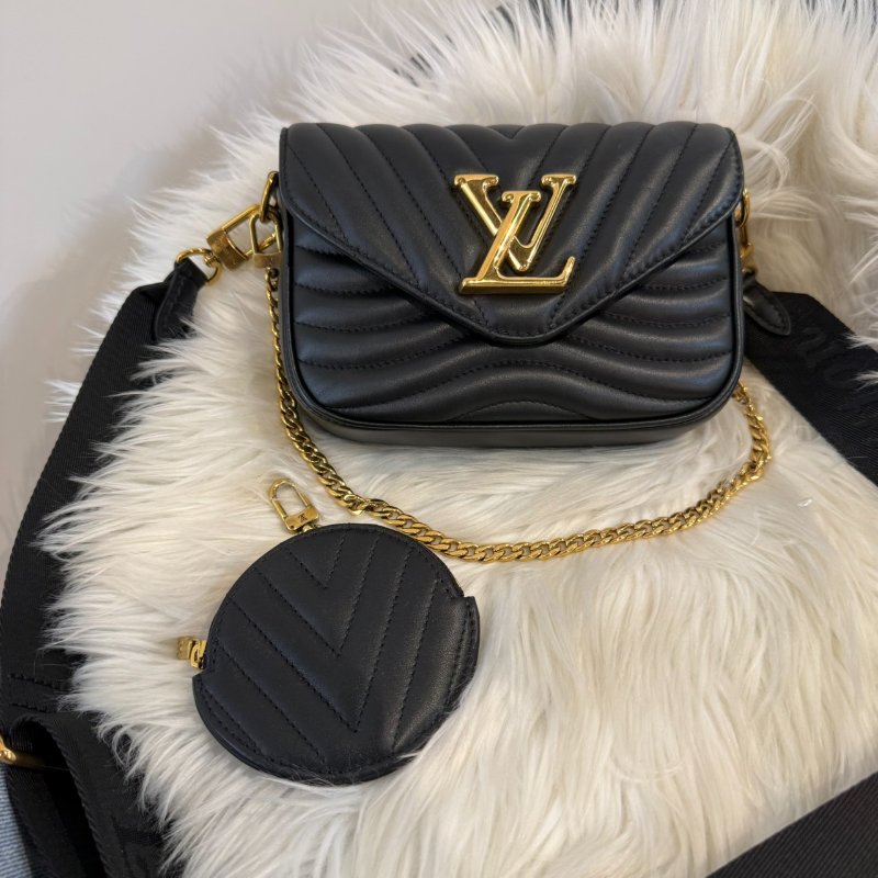LV New Wave Multi-Pochette 黑色小牛皮斜背包-0