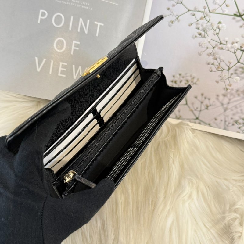 全新 YSL黑金魚子醬信封長夾-4