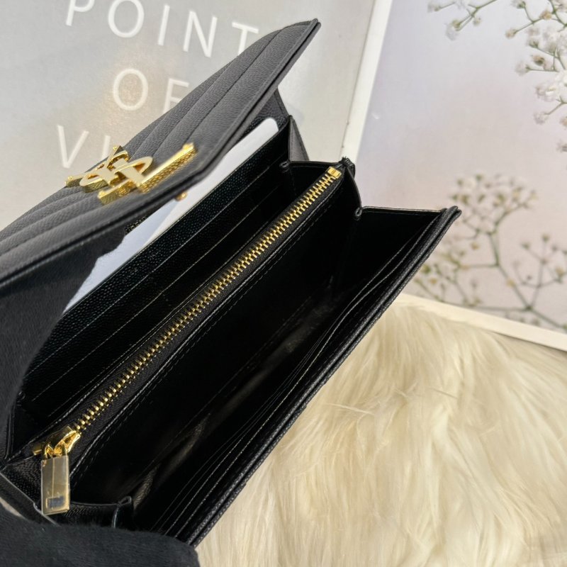 全新 YSL黑金魚子醬信封長夾-6