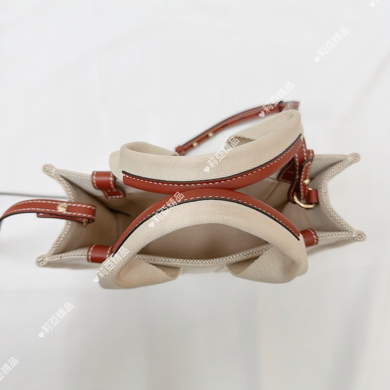 莉亞精品♡ Chloe Woody帆布包小號焦糖 二手-4