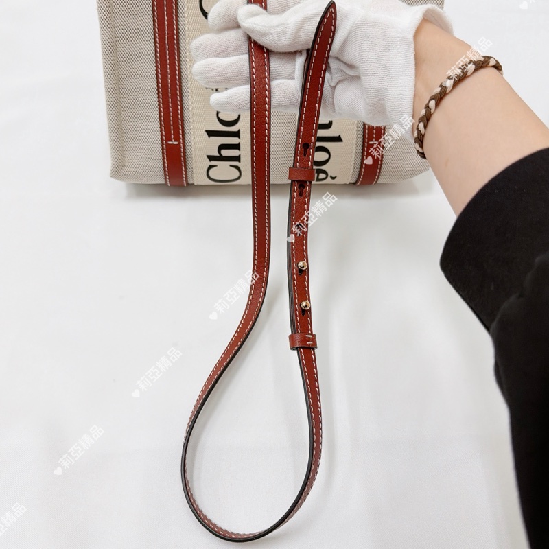 莉亞精品♡ Chloe Woody帆布包小號焦糖 二手-7