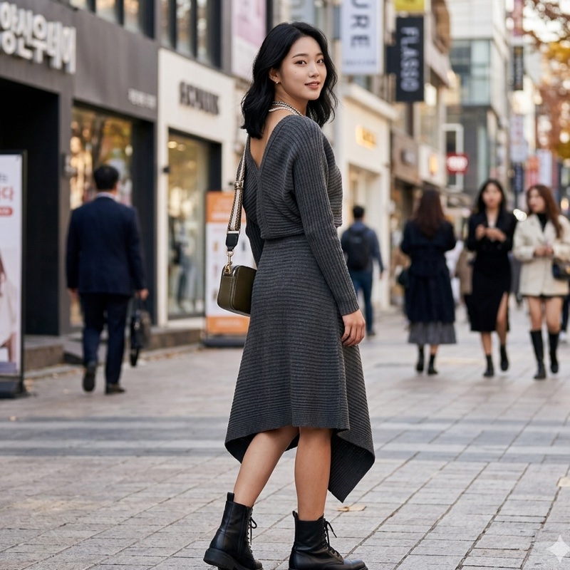 96）AllSaints 經典灰銀蔥 兩穿式不對稱羊毛混紡針織洋裝（Size: M）-3