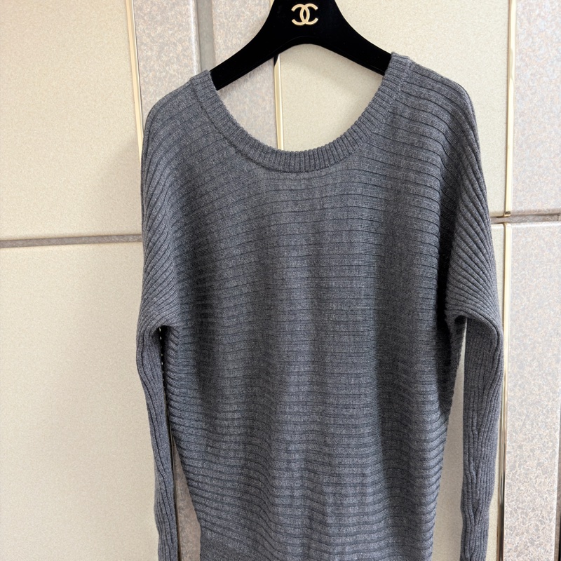 96）AllSaints 經典灰銀蔥 兩穿式不對稱羊毛混紡針織洋裝（Size: M）-5