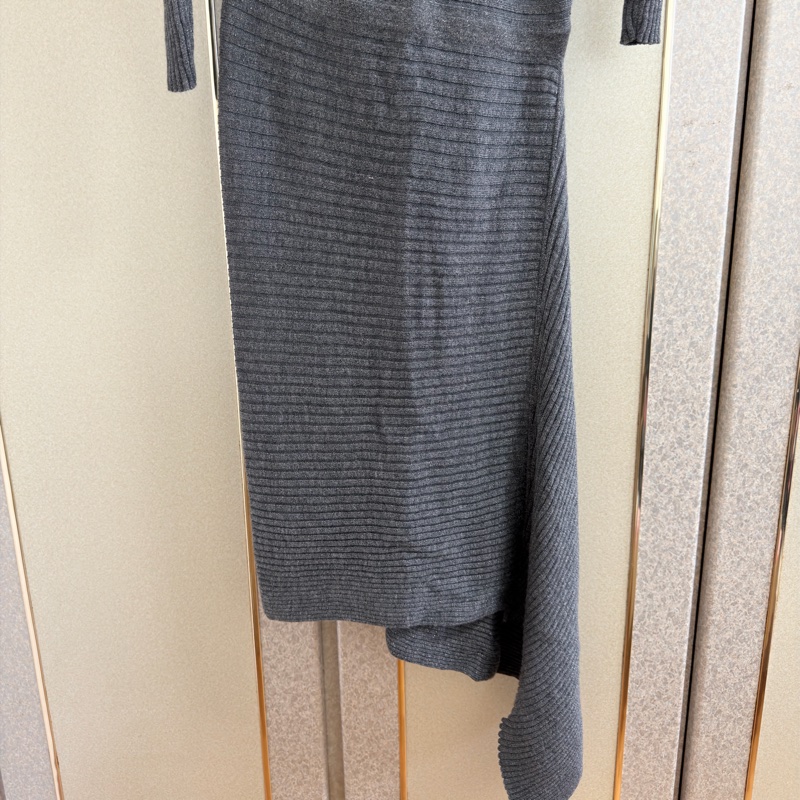 96）AllSaints 經典灰銀蔥 兩穿式不對稱羊毛混紡針織洋裝（Size: M）-6