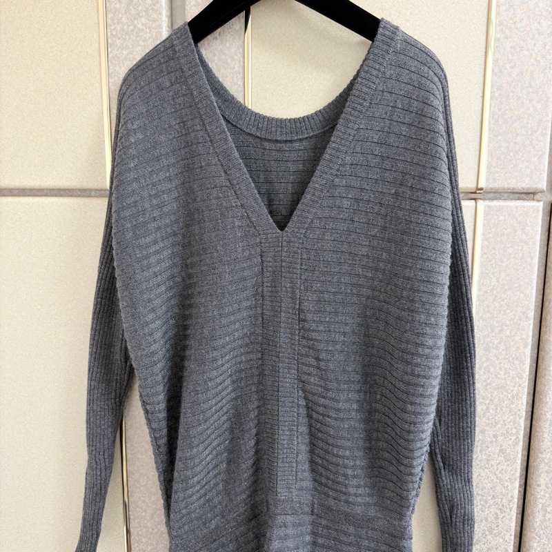 96）AllSaints 經典灰銀蔥 兩穿式不對稱羊毛混紡針織洋裝（Size: M）-7