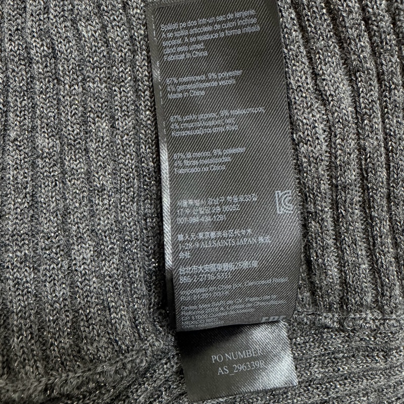 96）AllSaints 經典灰銀蔥 兩穿式不對稱羊毛混紡針織洋裝（Size: M）-12