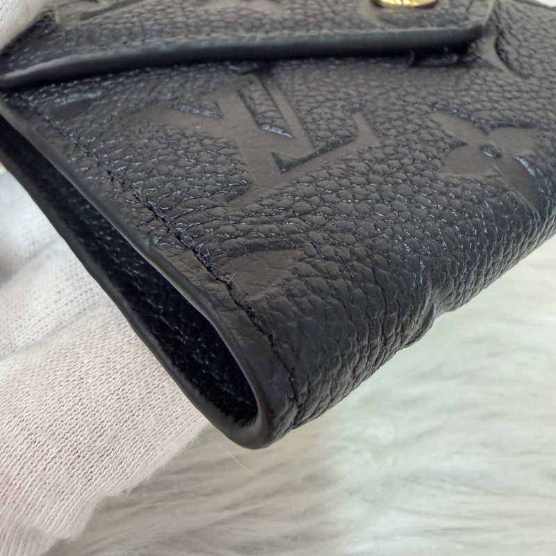 LV M64060 黑色荔枝皮 零錢包信用卡夾名片夾短夾錢包皮夾-7