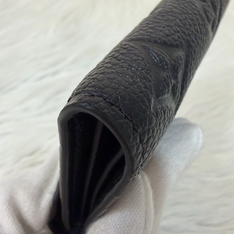 LV M64060 黑色荔枝皮 零錢包信用卡夾名片夾短夾錢包皮夾-8