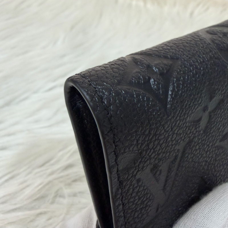 LV M64060 黑色荔枝皮 零錢包信用卡夾名片夾短夾錢包皮夾-9