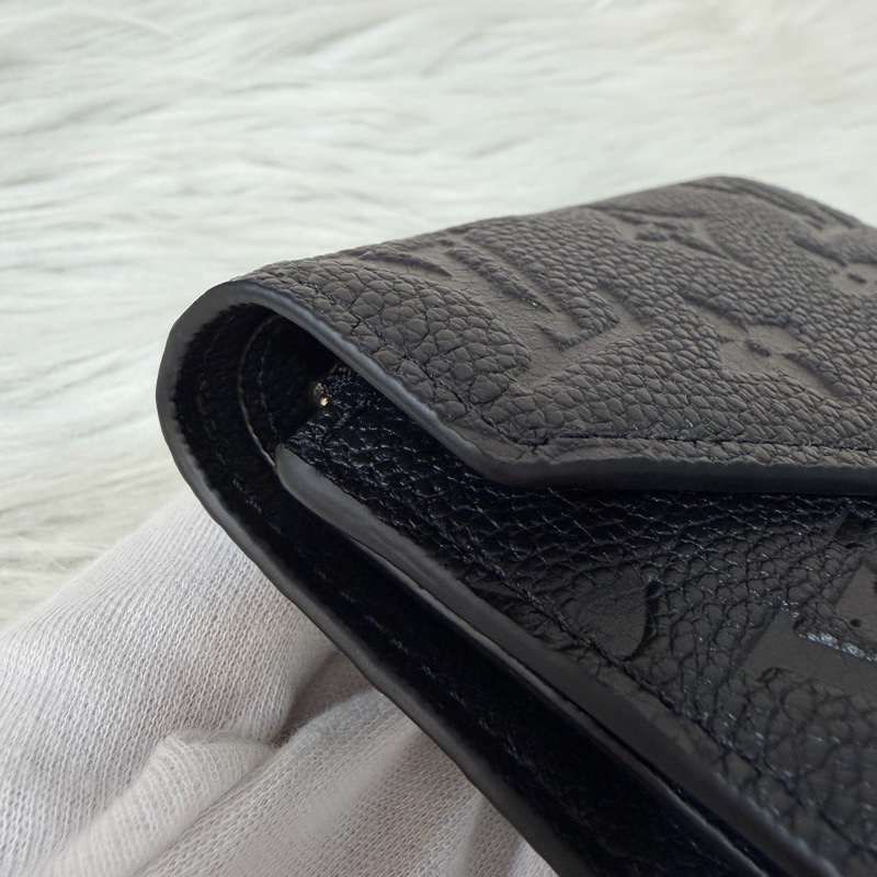 LV M64060 黑色荔枝皮 零錢包信用卡夾名片夾短夾錢包皮夾-13