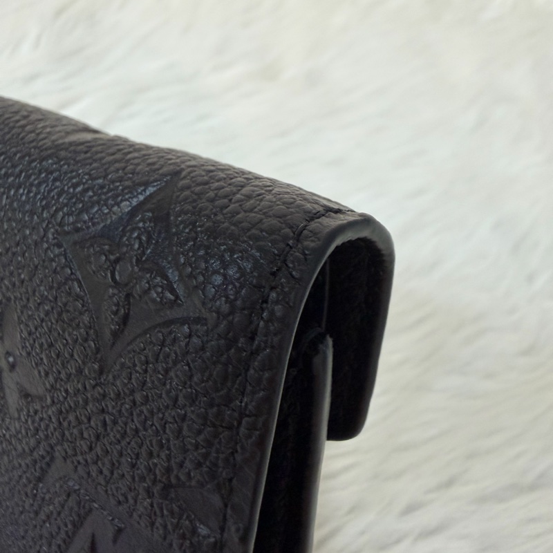 LV M64060 黑色荔枝皮 零錢包信用卡夾名片夾短夾錢包皮夾-15