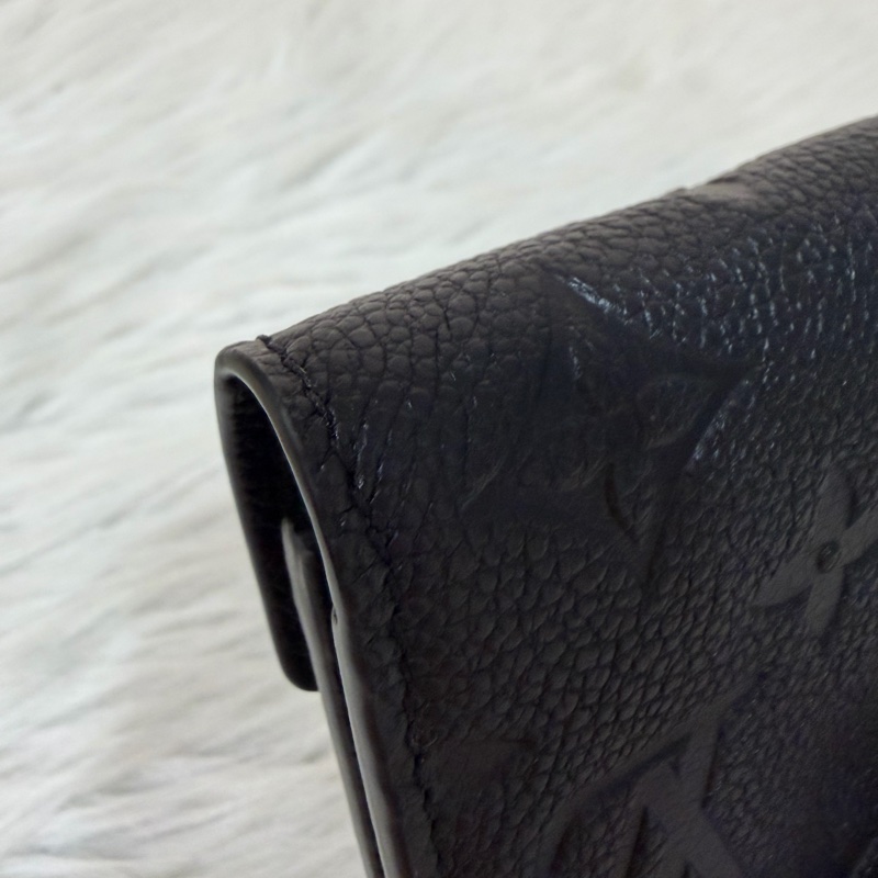 LV M64060 黑色荔枝皮 零錢包信用卡夾名片夾短夾錢包皮夾-18