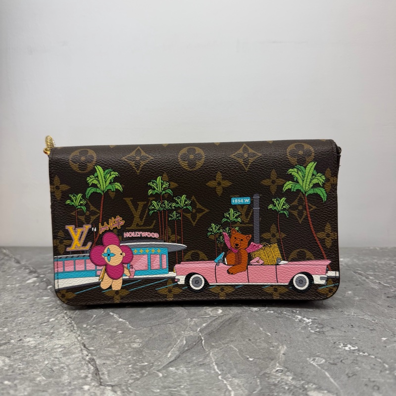 LV VIVIENNE老花限量小熊印花三合一鍊條包-0