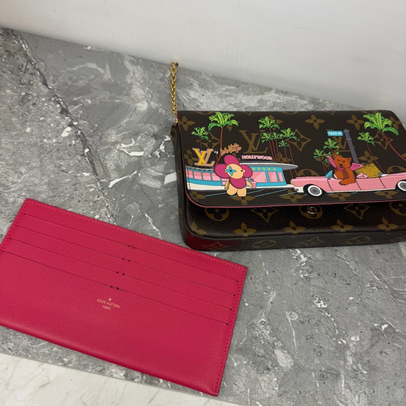 LV VIVIENNE老花限量小熊印花三合一鍊條包-4