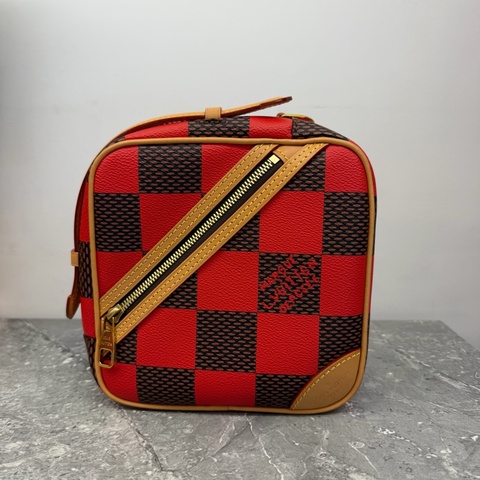 LV紅色棋盤格小方包/N40561/晶片