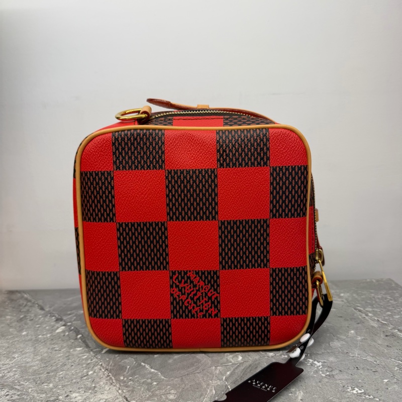LV紅色棋盤格小方包/N40561/晶片-2