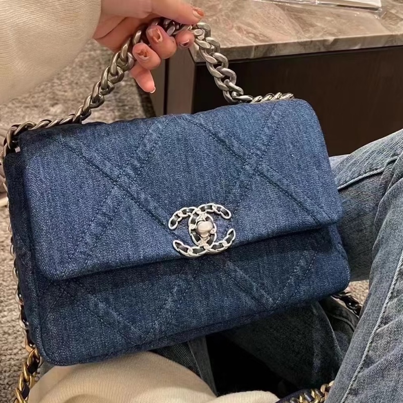 🧿CHANEL香奈兒19bag丹寜牛仔鏈條包小號🧿-0