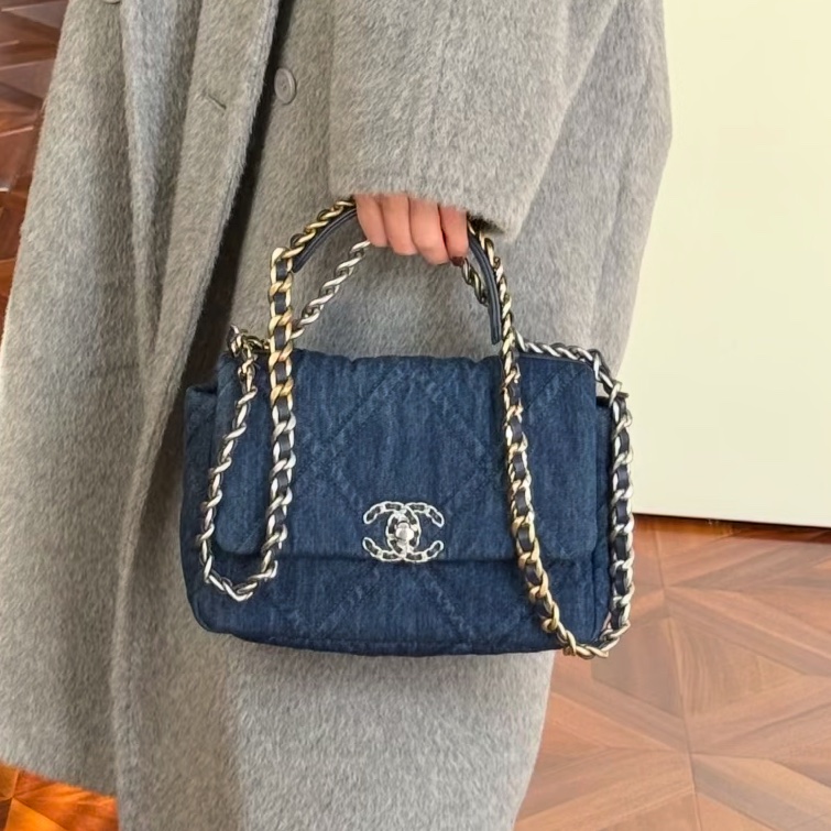 🧿CHANEL香奈兒19bag丹寜牛仔鏈條包小號🧿-2