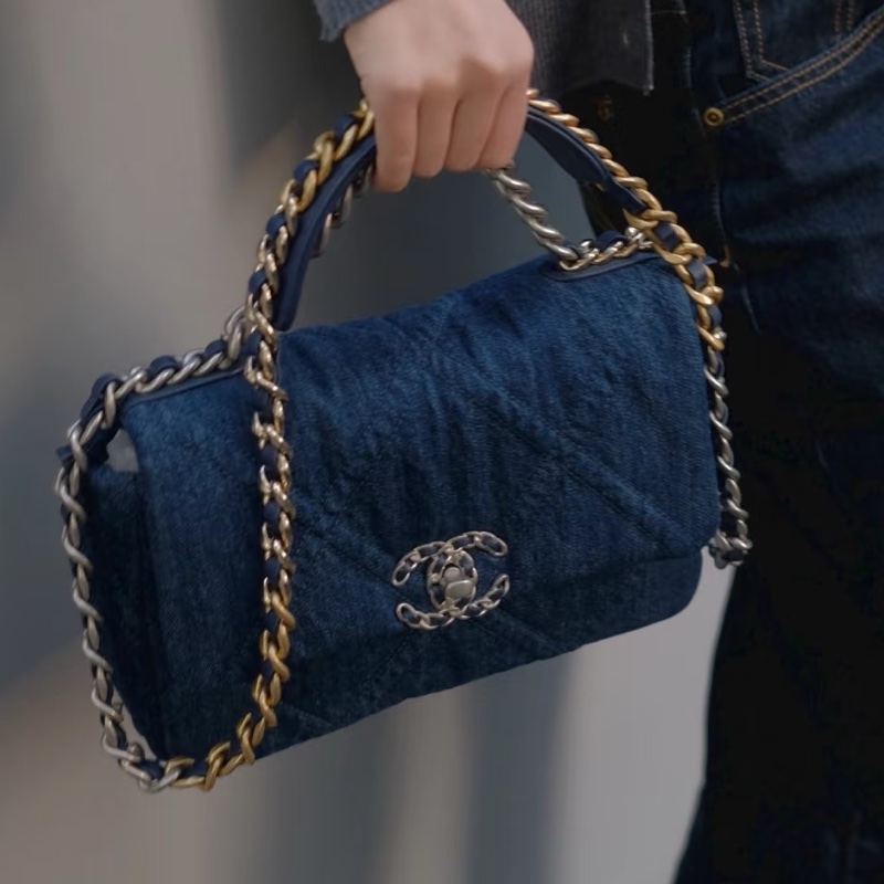 🧿CHANEL香奈兒19bag丹寜牛仔鏈條包小號🧿-3
