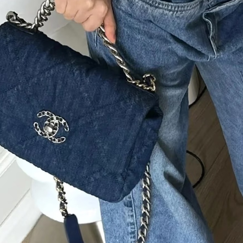🧿CHANEL香奈兒19bag丹寜牛仔鏈條包小號🧿-4
