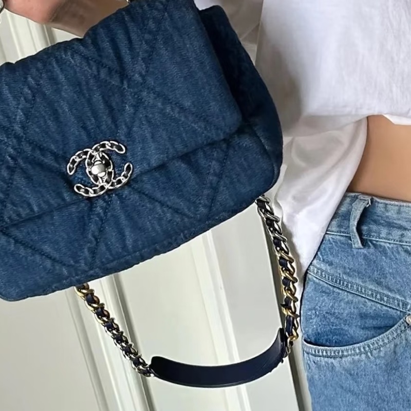 🧿CHANEL香奈兒19bag丹寜牛仔鏈條包小號🧿-5