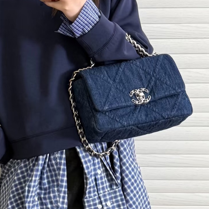 🧿CHANEL香奈兒19bag丹寜牛仔鏈條包小號🧿-6