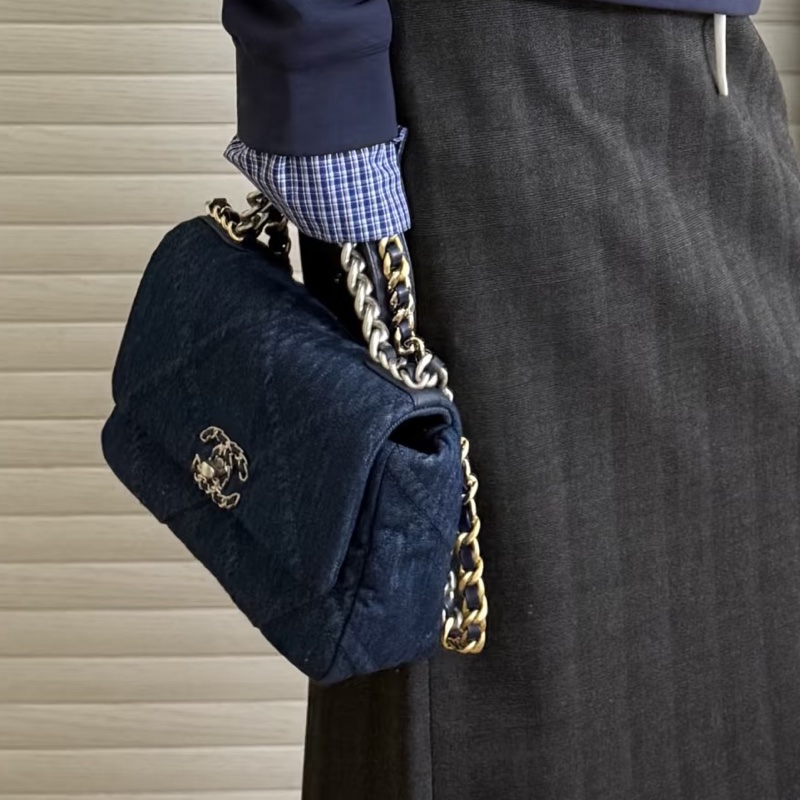 🧿CHANEL香奈兒19bag丹寜牛仔鏈條包小號🧿-7